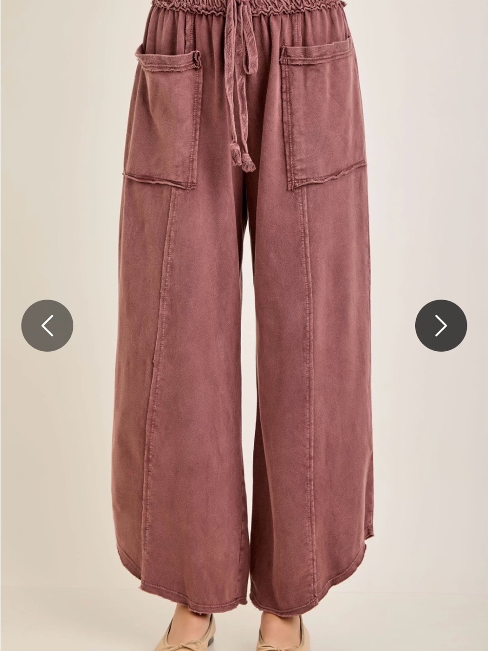 Wide-Leg Utility Cotton Pants in Mauve NWOT